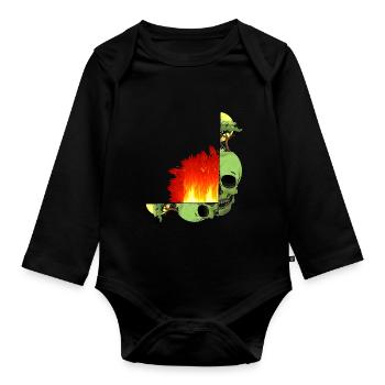 Skull Climate Change Fire Flame Inferno Earth - Organic Longsleeve Baby Bodysuit - black - Front