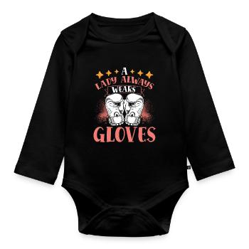 Une dame porte toujours des gants - Body Bébé bio manches longues - noir - Devant