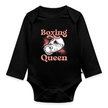 Reine de la boxe - Body Bébé bio manches longues - noir - Devant