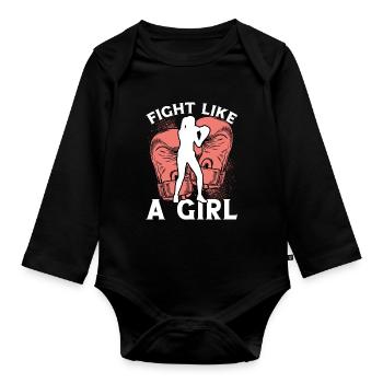 Combattez comme une fille - Body Bébé bio manches longues - noir - Devant