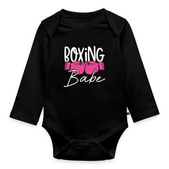 Boxendes babe - Baby Bio-Langarm-Body - Schwarz - Vorne