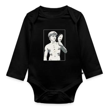 Angura Kei Dark Japanese Aesthetic David Statue - Organic Longsleeve Baby Bodysuit - black - Front