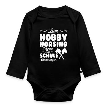 Hobby Horse Pferde Pferde Geschenk - Baby Bio-Langarm-Body - Schwarz - Vorne