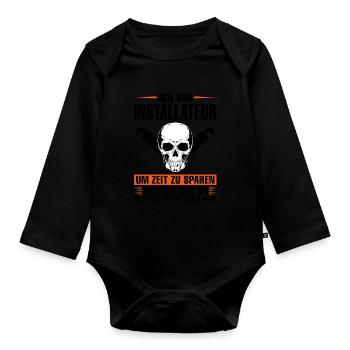 Installateur Beruf Installateurmeister Geschenk - Baby Bio-Langarm-Body - Schwarz - Vorne