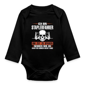 Staplerfahrer Beruf Gabelstapler Geschenk - Baby Bio-Langarm-Body - Schwarz - Vorne
