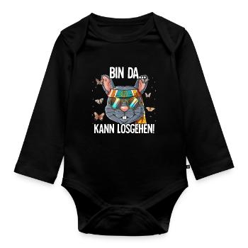 Bin Da Kann Losgehen Hippie Goa Rave - Baby Bio-Langarm-Body - Schwarz - Vorne