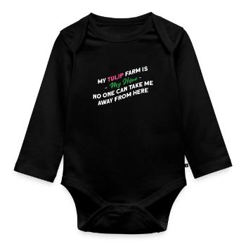 Tulips Farm Tulips - Organic Longsleeve Baby Bodysuit - black - Front