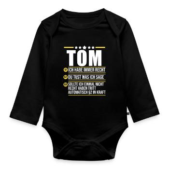 Tom - Baby Bio-Langarm-Body - Schwarz - Vorne