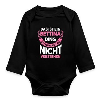 Bettina - Baby Bio-Langarm-Body - Schwarz - Vorne