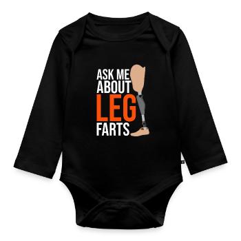 Artificial leg design for leg prostheses - Organic Longsleeve Baby Bodysuit - black - Front