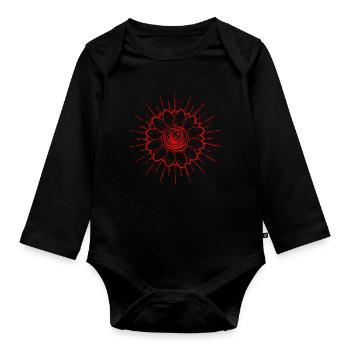 Bohemian Aesthetic Sunflower Soft Grunge - Baby Bio-Langarm-Body - Schwarz - Vorne