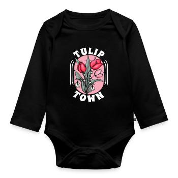 Tulpen Stadt Tulpen - Baby Bio-Langarm-Body - Schwarz - Vorne