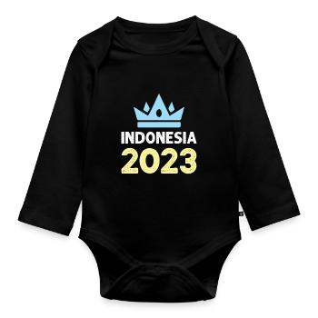 Indonesia 2023 Krone - Organic Longsleeve Baby Bodysuit - black - Front