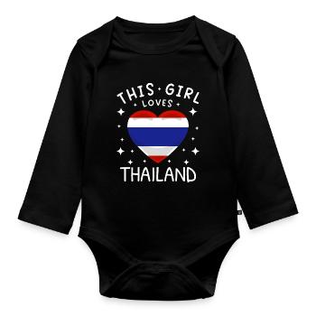 Thailand Fahne Thailändische Flagge Used Look - Baby Bio-Langarm-Body - Schwarz - Vorne
