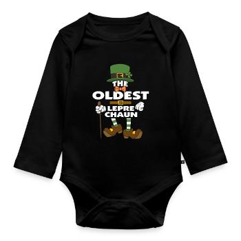 The Oldest Leprechaun St Patrick's Day - Baby Bio-Langarm-Body - Schwarz - Vorne