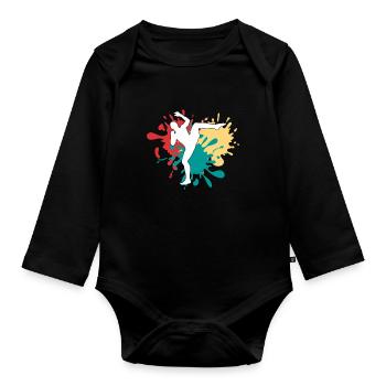 MMA Arts Martiaux Silhouette - Body Bébé bio manches longues - noir - Devant