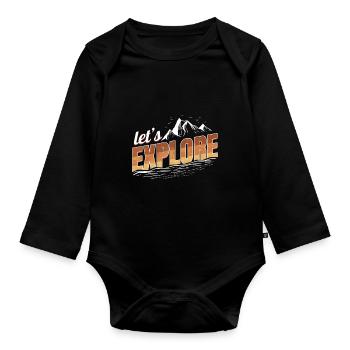 Logo Let's Explore On Camping - Baby Bio-Langarm-Body - Schwarz - Vorne