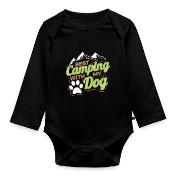 Logo pour les amoureux des chiens avec Paw On Camping - Body Bébé bio manches longues - noir - Devant