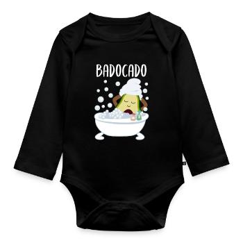 Avocado In Badewanne Lustiges Gemüse Obst Geschenk - Baby Bio-Langarm-Body - Schwarz - Vorne