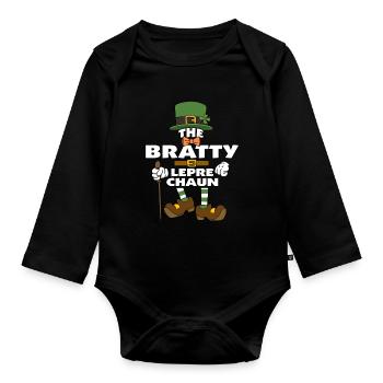 Le lutin Bratty St Patrick’s Day - Body Bébé bio manches longues - noir - Devant