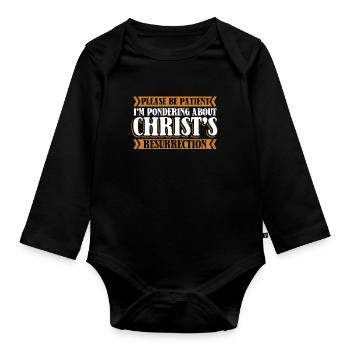 Christ Christianity Resurrection - Organic Longsleeve Baby Bodysuit - black - Front