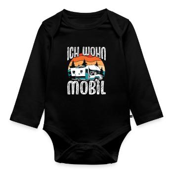 Ich wohn Mobil - Baby Bio-Langarm-Body - Schwarz - Vorne