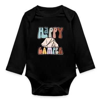 Glückliches Wohnmobilzelt - Baby Bio-Langarm-Body - Schwarz - Vorne