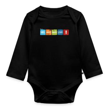"Nix geht über live!" V1 dunkler Stoff - Baby Bio-Langarm-Body - Schwarz - Vorne