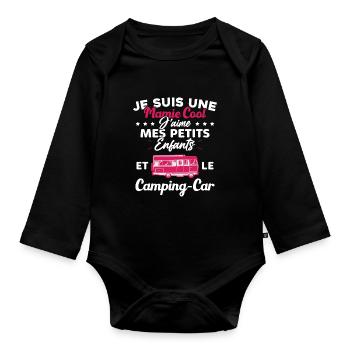 Mamie J'aime Mes Petite Enfants et le Camping Car - Body Bébé bio manches longues - noir - Devant