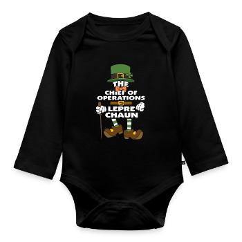The Chief Of Operations Leprechaun St Patricks Day - Baby Bio-Langarm-Body - Schwarz - Vorne