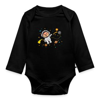 Otter lover Astronaut - Organic Longsleeve Baby Bodysuit - black - Front