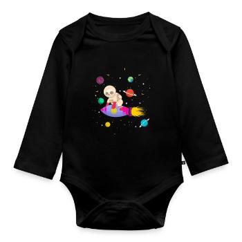 Zukünftiger Astronaut Pandabär - Baby Bio-Langarm-Body - Schwarz - Vorne