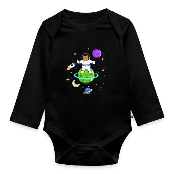 Astronaut Lovers Cat Owners - Organic Longsleeve Baby Bodysuit - black - Front