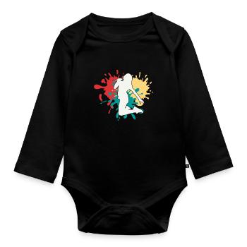 Singen Sängerin Silhouette - Baby Bio-Langarm-Body - Schwarz - Vorne