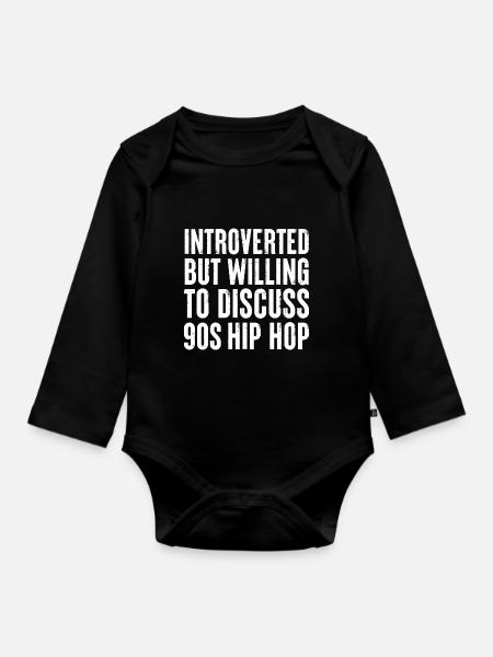 introverti mais prêt à discuter du hip-hop des années 90 - Langærmet babybody, økologisk bomuld - sort