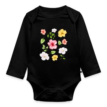 Coconut Girl Aesthetic Hibiscus Flowers - Baby Bio-Langarm-Body - Schwarz - Vorne