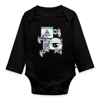 Cassette Futurism Weirdcore Eyeball Retro Futurism - Organic Longsleeve Baby Bodysuit - black - Front