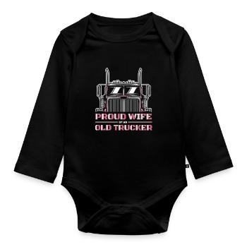 Lkw Fahrer Trucker Lastwagenfahrer Gattin - Baby Bio-Langarm-Body - Schwarz - Vorne