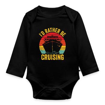 Drôle de croiseur de croisière Bateau de croisière rétro - Body Bébé bio manches longues - noir - Devant