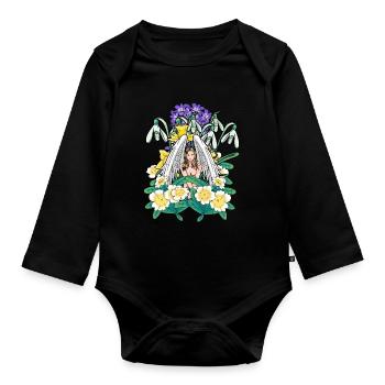Fleurs printanières Ange Flore céleste Jardin - Body Bébé bio manches longues - noir - Devant