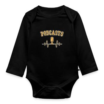 Podcast Heartbeat - Organic Longsleeve Baby Bodysuit - black - Front