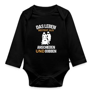 Bobfahren Lustiger Spruch Bobfahrer Geschenk - Baby Bio-Langarm-Body - Schwarz - Vorne