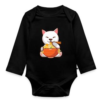Ramen Eater Cat Lovers Animal Cat Whisperer - Organic Longsleeve Baby Bodysuit - black - Front