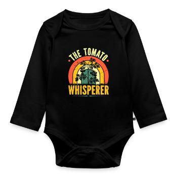 Tomato Farmer, The Tomato Whisperer, Retro Tomato - Organic Longsleeve Baby Bodysuit - black - Front