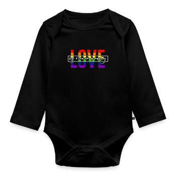 Pride LGBT Statement, Love Is Never Wrong - Organic Longsleeve Baby Bodysuit - black - Front