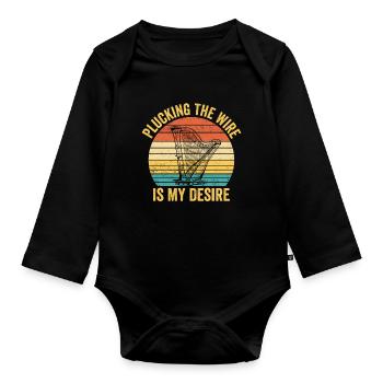 Harfenspieler Harfenist Retro - Baby Bio-Langarm-Body - Schwarz - Vorne