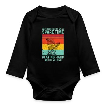 Harfenspieler Harfenist Retro - Baby Bio-Langarm-Body - Schwarz - Vorne