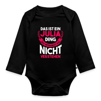 Vorname Julia - Baby Bio-Langarm-Body - Schwarz - Vorne