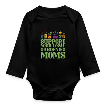 Hobbygärtner Garten Mutter Gärtnerische Mama - Baby Bio-Langarm-Body - Schwarz - Vorne