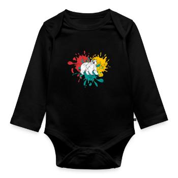 Bear - Organic Longsleeve Baby Bodysuit - black - Front